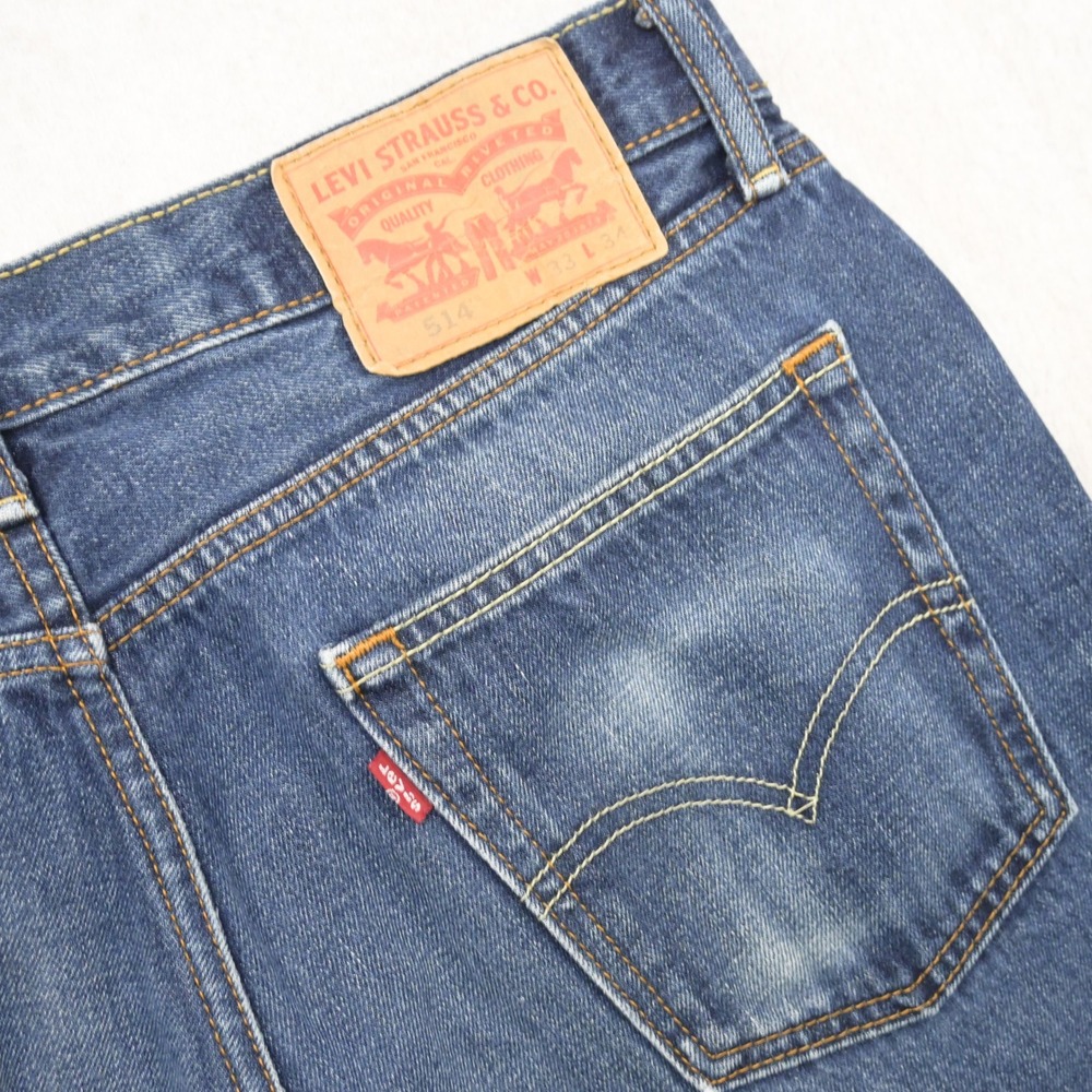 Levi's 514 Straight Fit Denim Jeans Mens 33x34 Blue Zip Fly